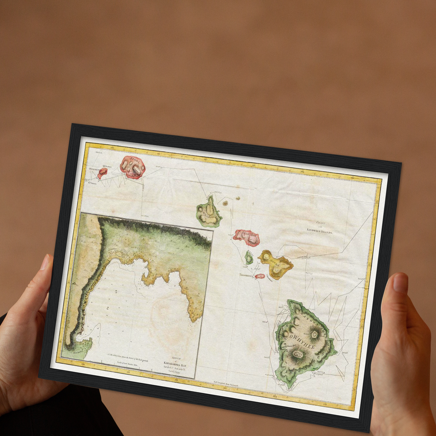 Historische Landkarte Hawaii um 1785