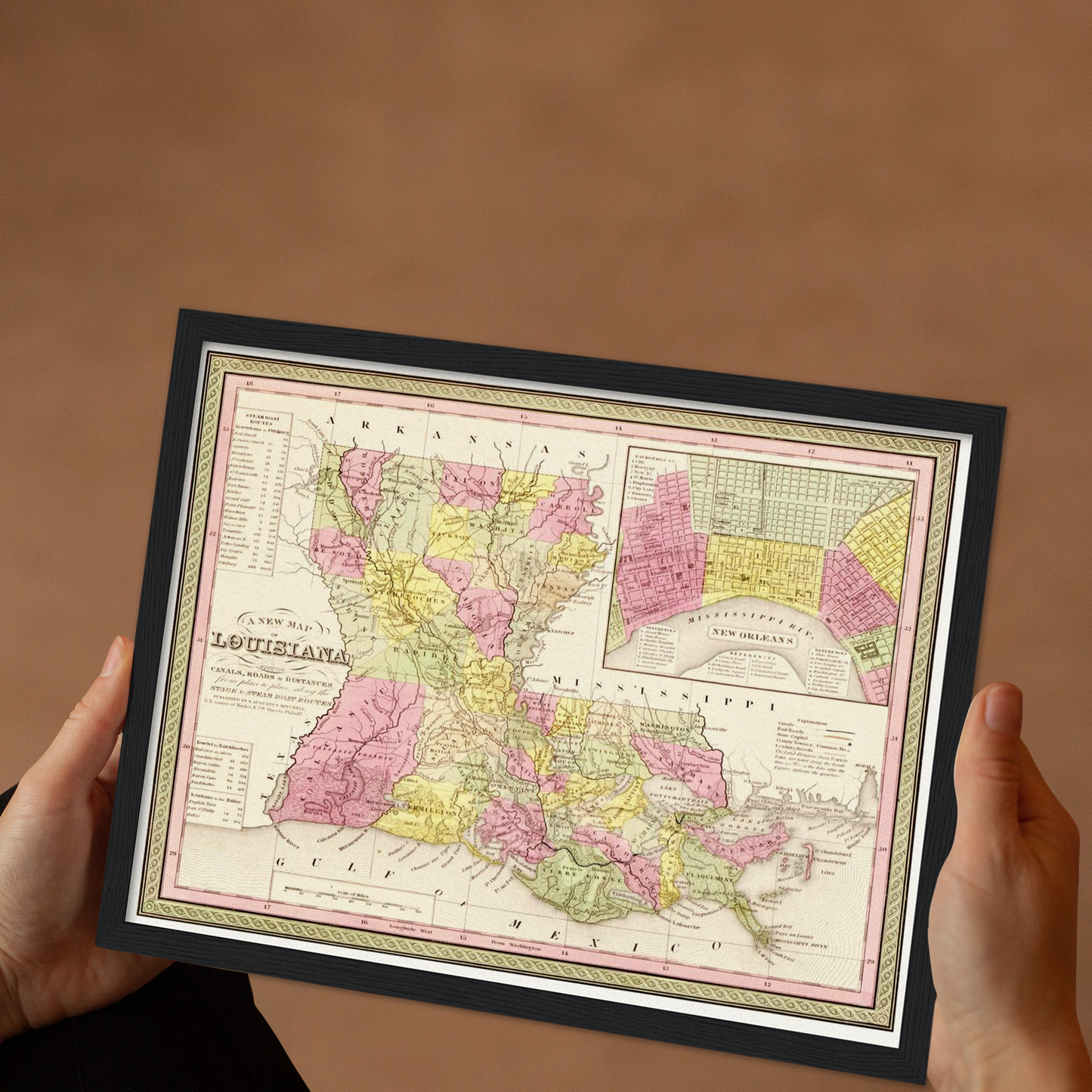 Historische Landkarte Louisiana um 1849