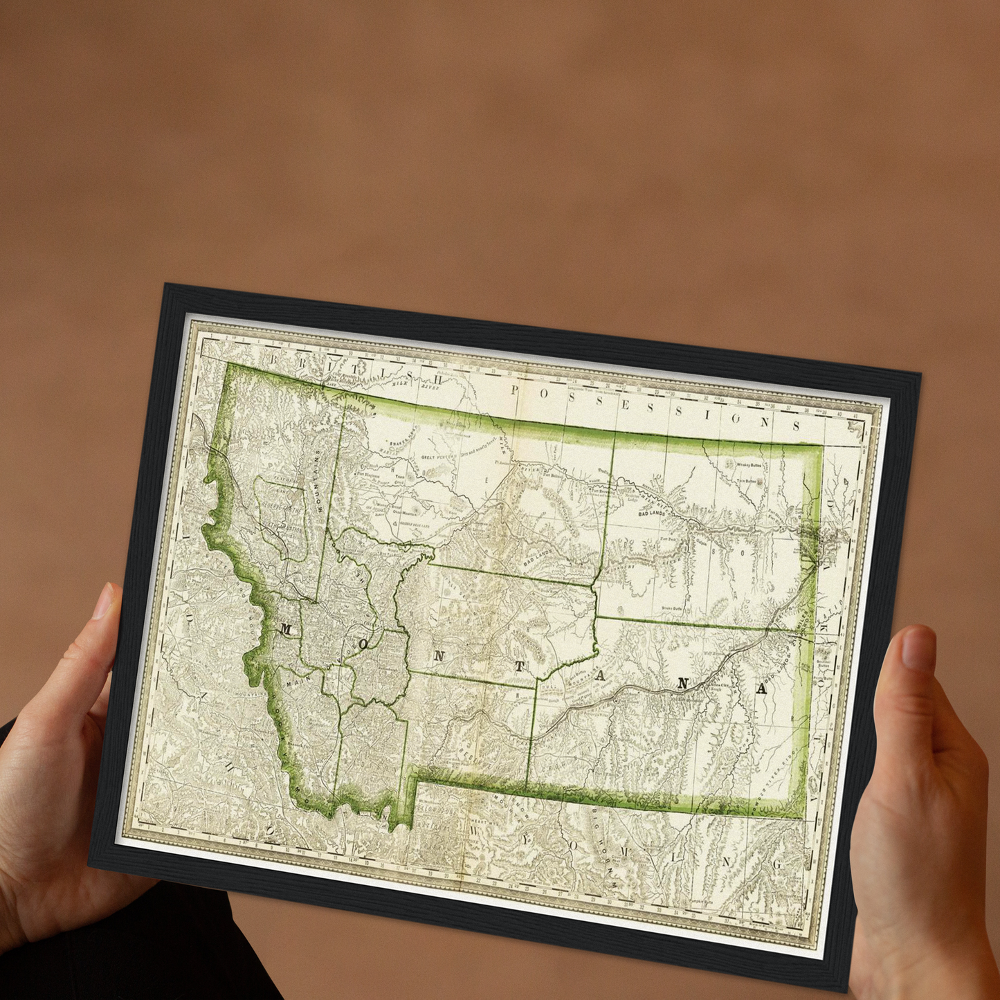 Historische Landkarte Montana um 1882