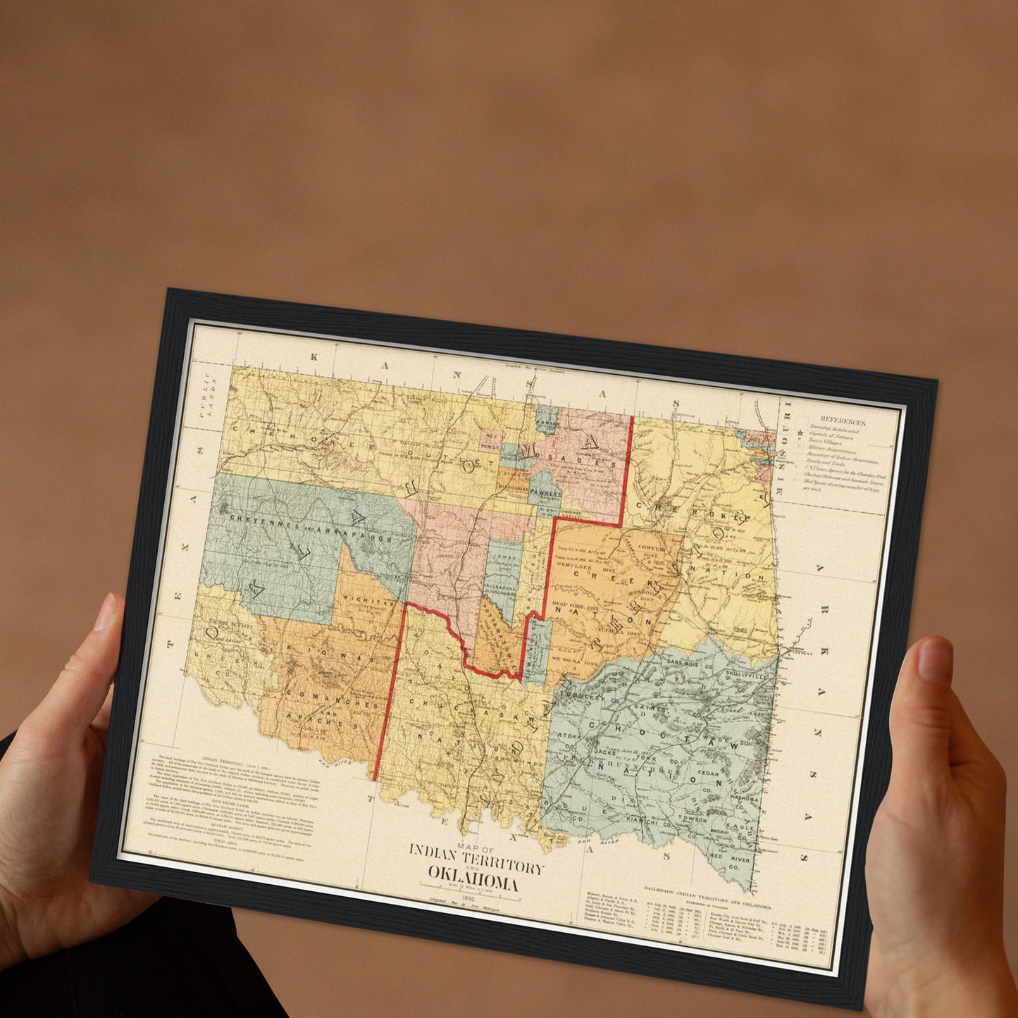 Historische Landkarte Oklahoma um 1890