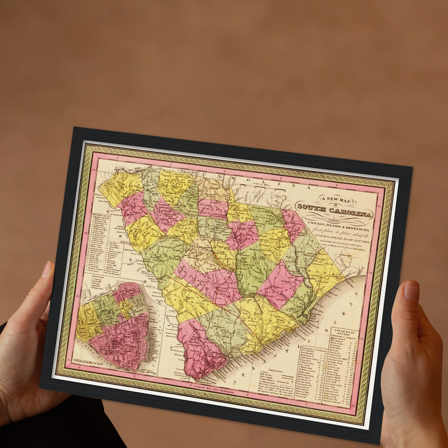 Historische Landkarte South Carolina um 1849