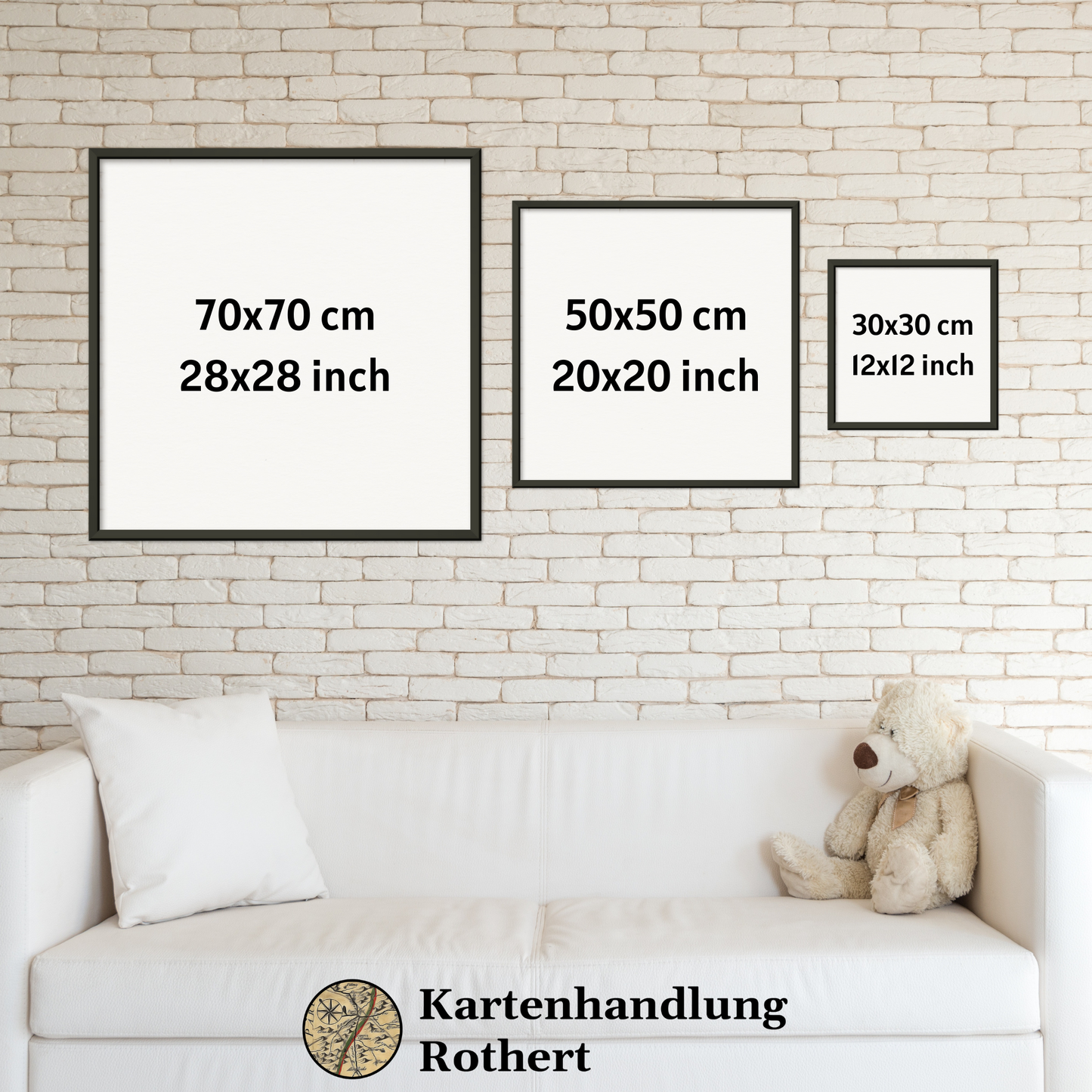 Größentabelle 30x30 cm  / 12x12 inch / Kein Rahmen