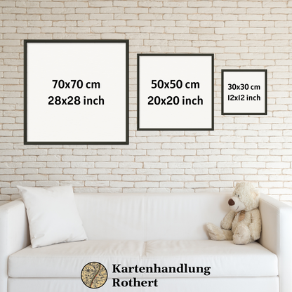 Größentabelle 30x30 cm  / 12x12 inch / Kein Rahmen