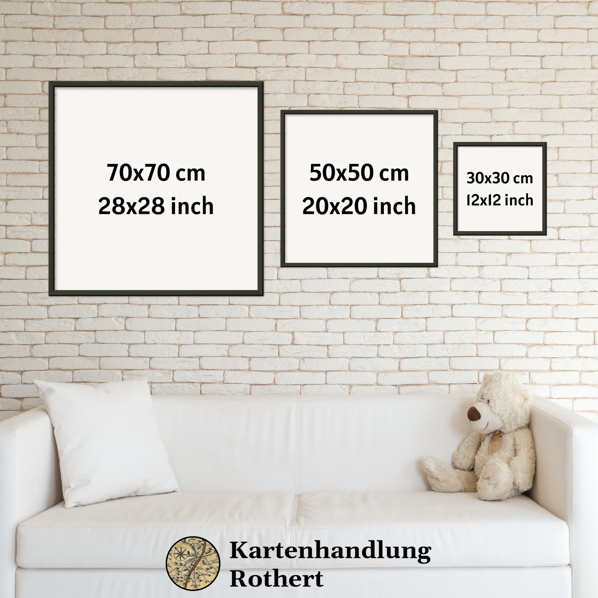 Größentabelle 30x30 cm  / 12x12 inch / Kein Rahmen