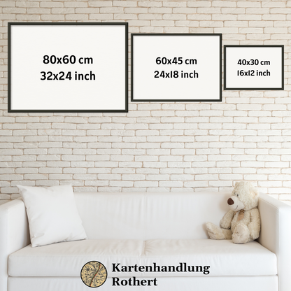 Größentabelle 30x40 cm / 12x16″ / Kein Rahmen