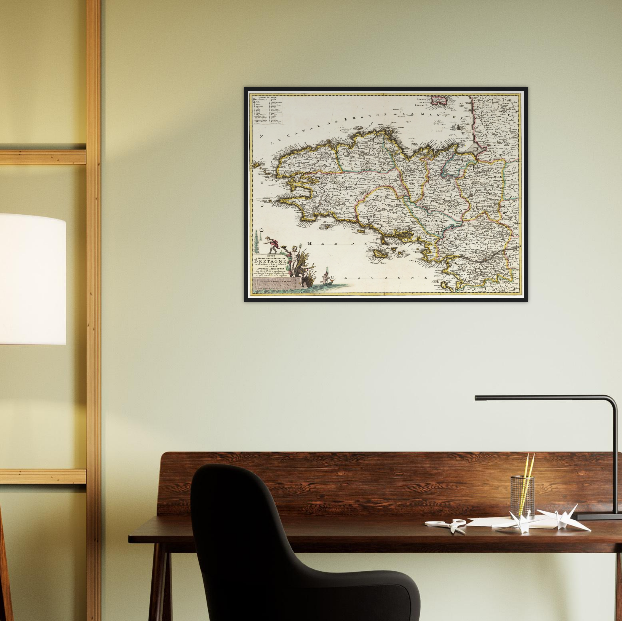 Historische Landkarte Bretagne an der Wand