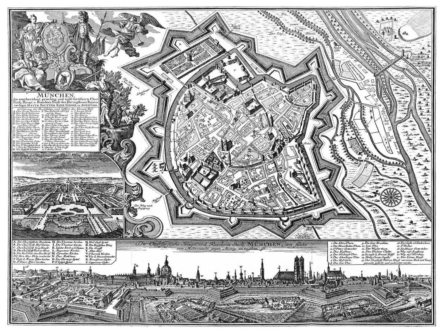 Historischer Stadtplan München um 1740