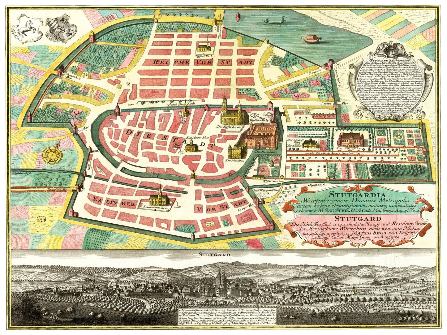 Historische Stadtansicht Stuttgart um 1750