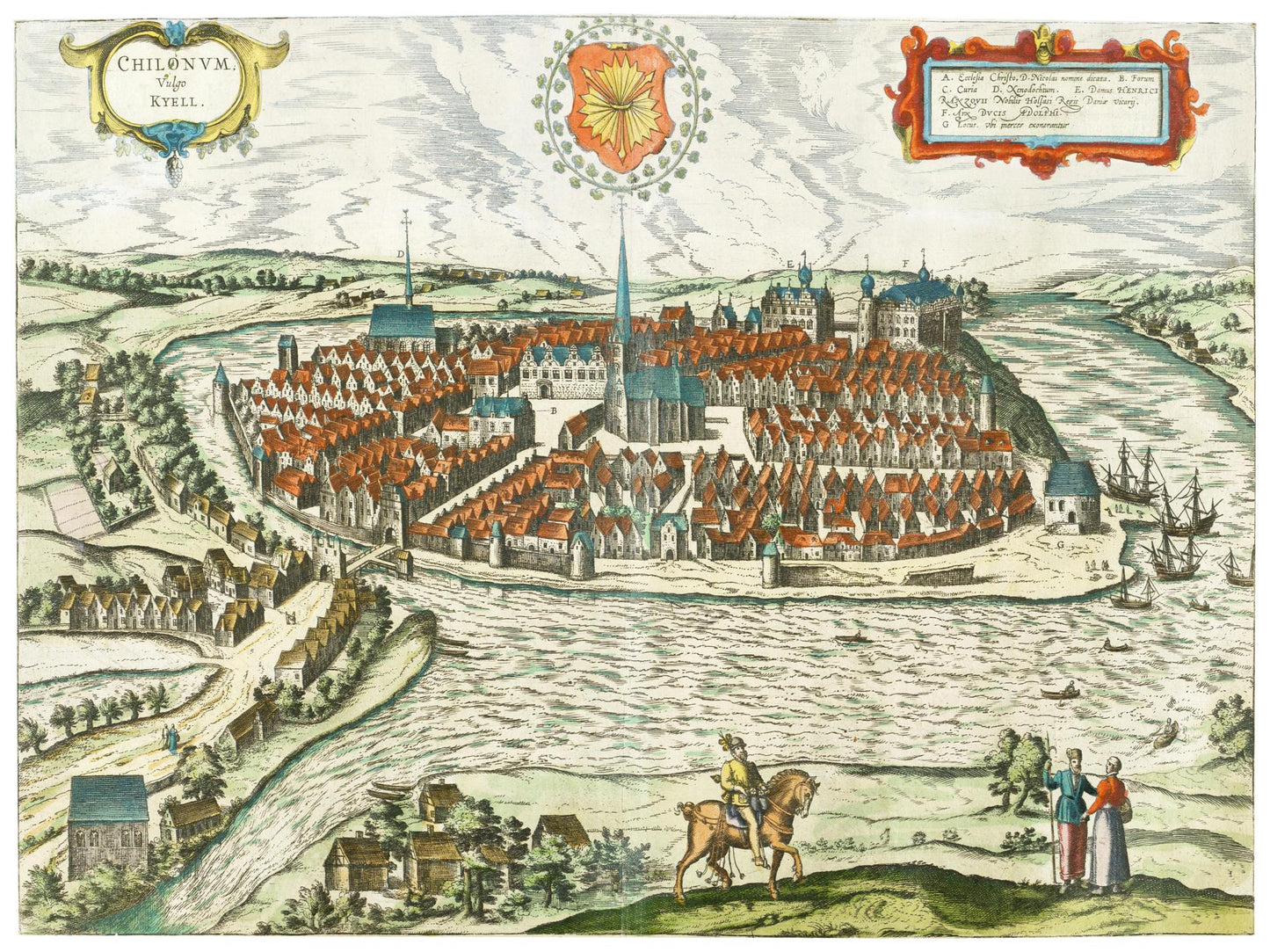 Historische Stadtansicht Kiel um 1612