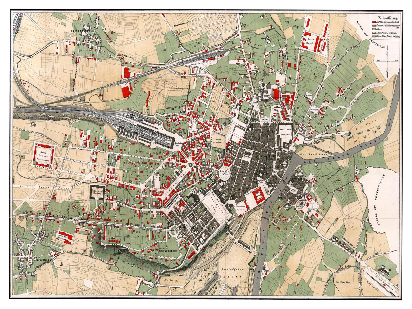 Historische Stadtansicht Kassel um 1878