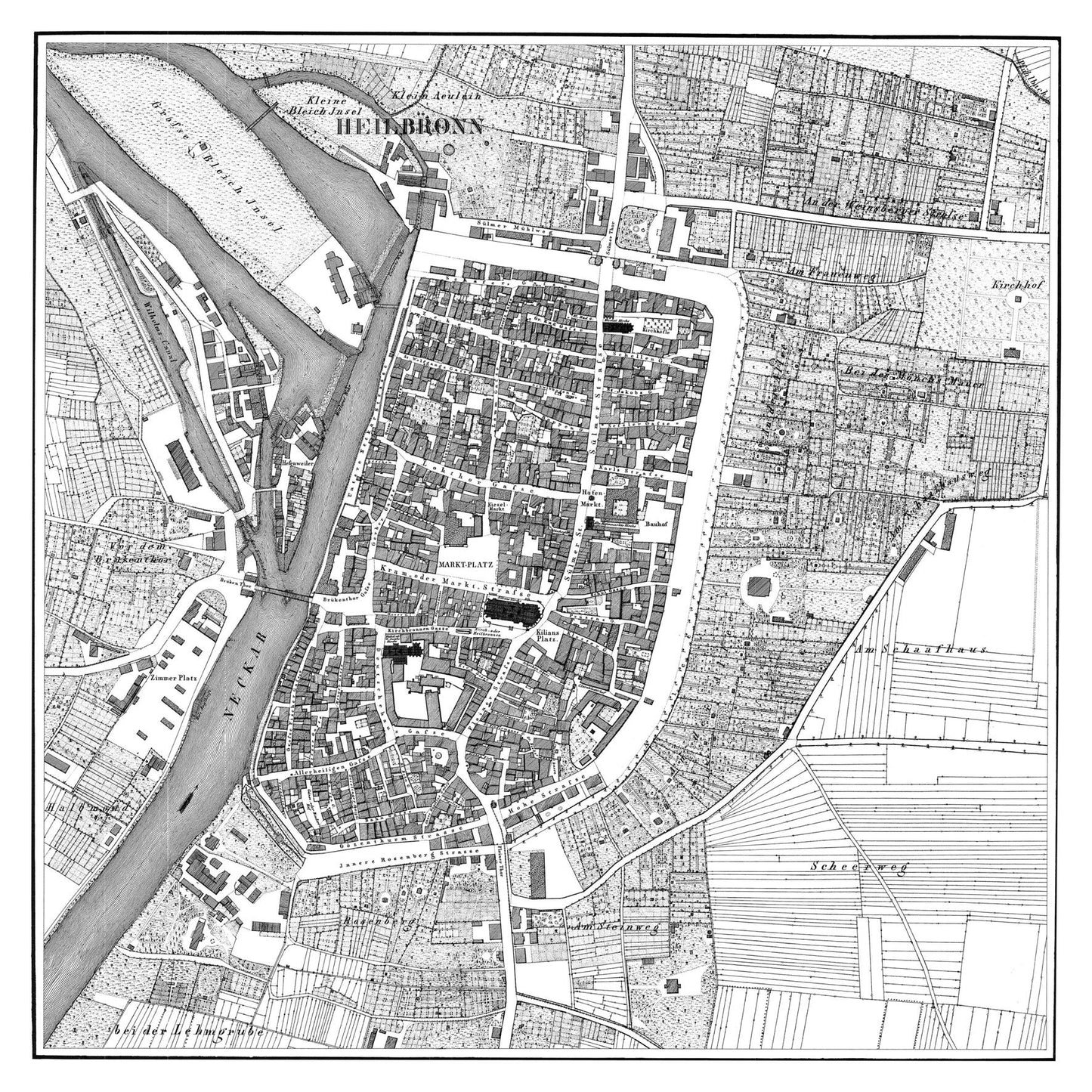 Historischer Stadtplan Heilbronn um 1834