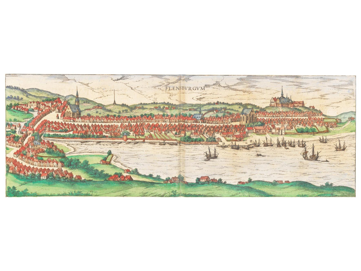 Historische Stadtansicht Flensburg um 1592