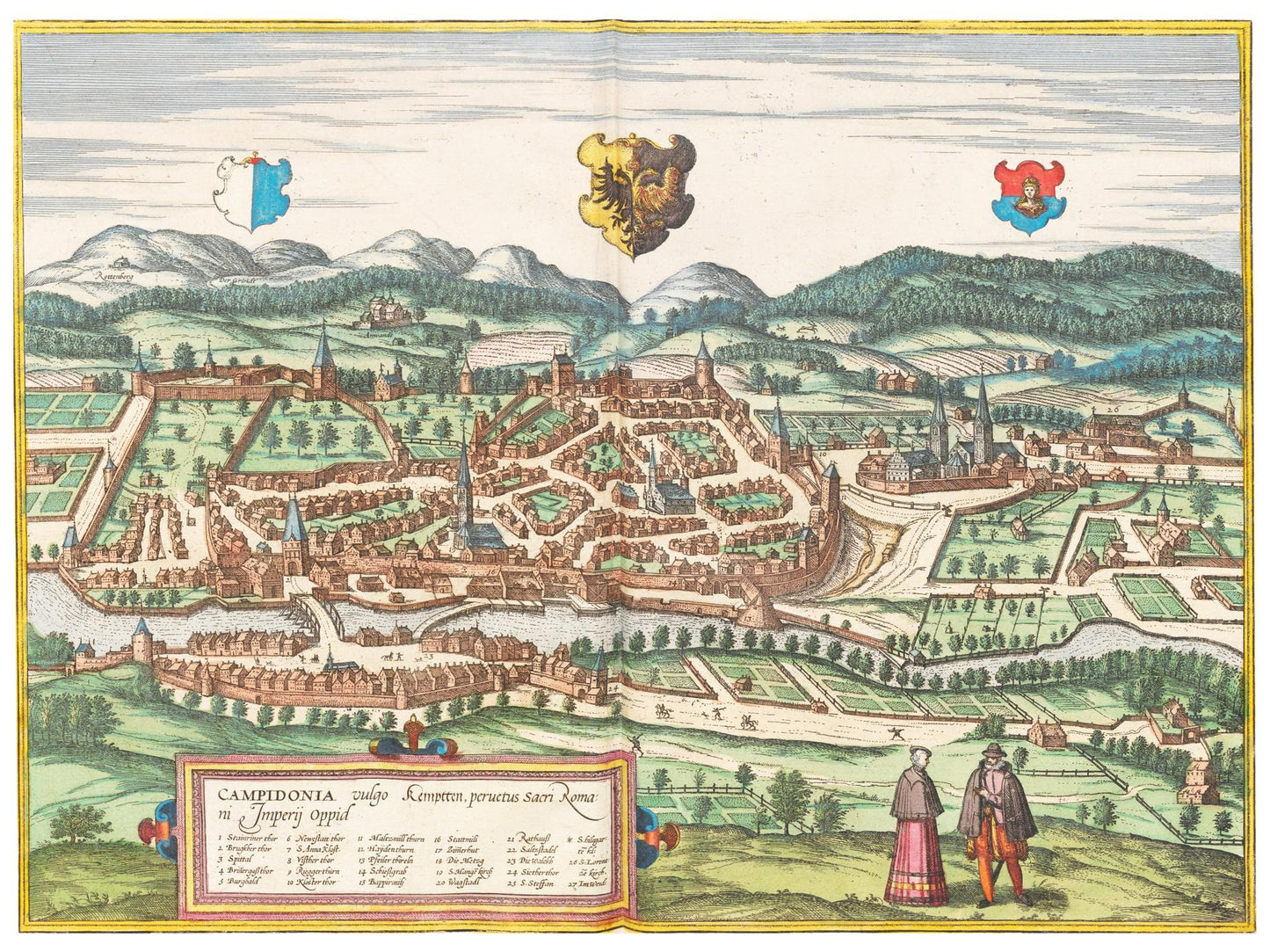 Historische Stadtansicht Kempten um 1575