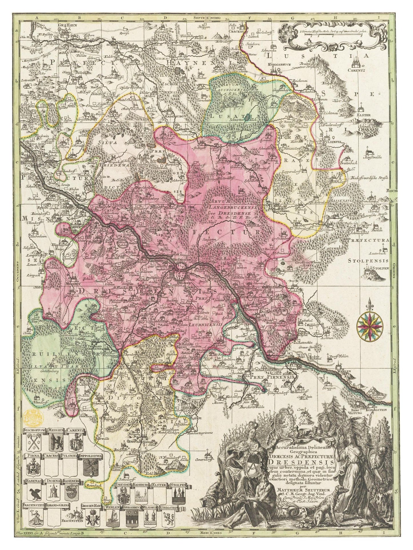 Historische Landkarte Dresden um 1750