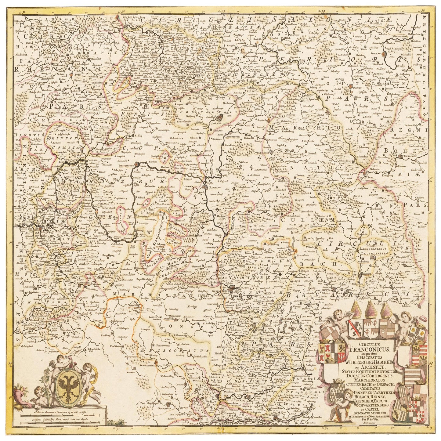 Historische Landkarte Franken um 1698