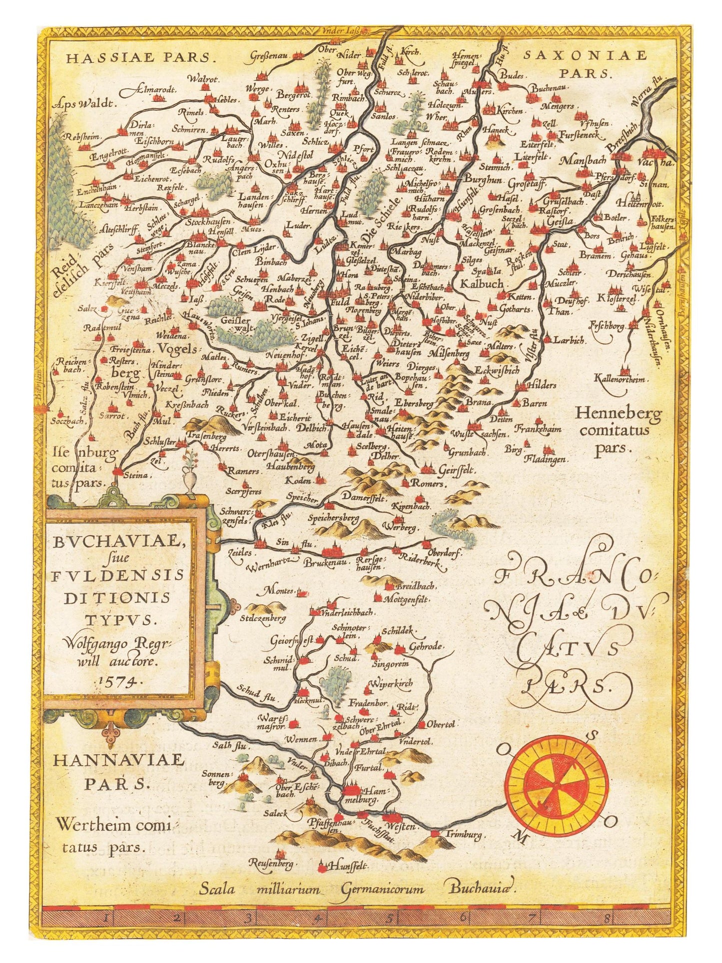 Historische Landkarte Fulda um 1609