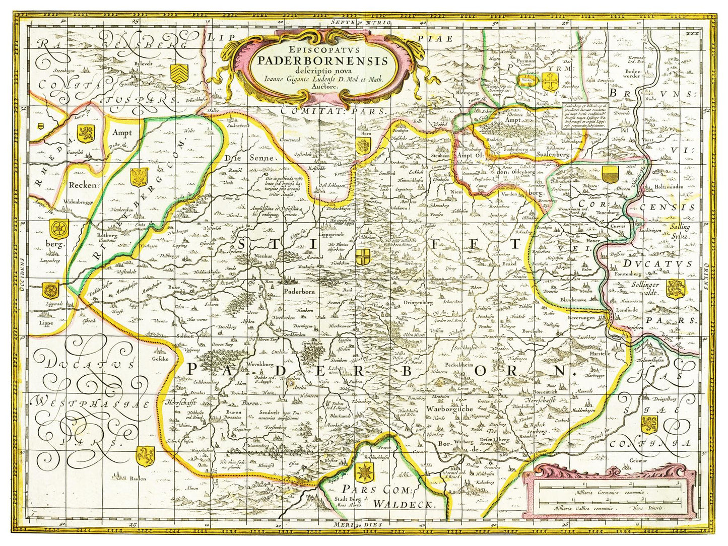 Historische Landkarte Paderborn um 1700