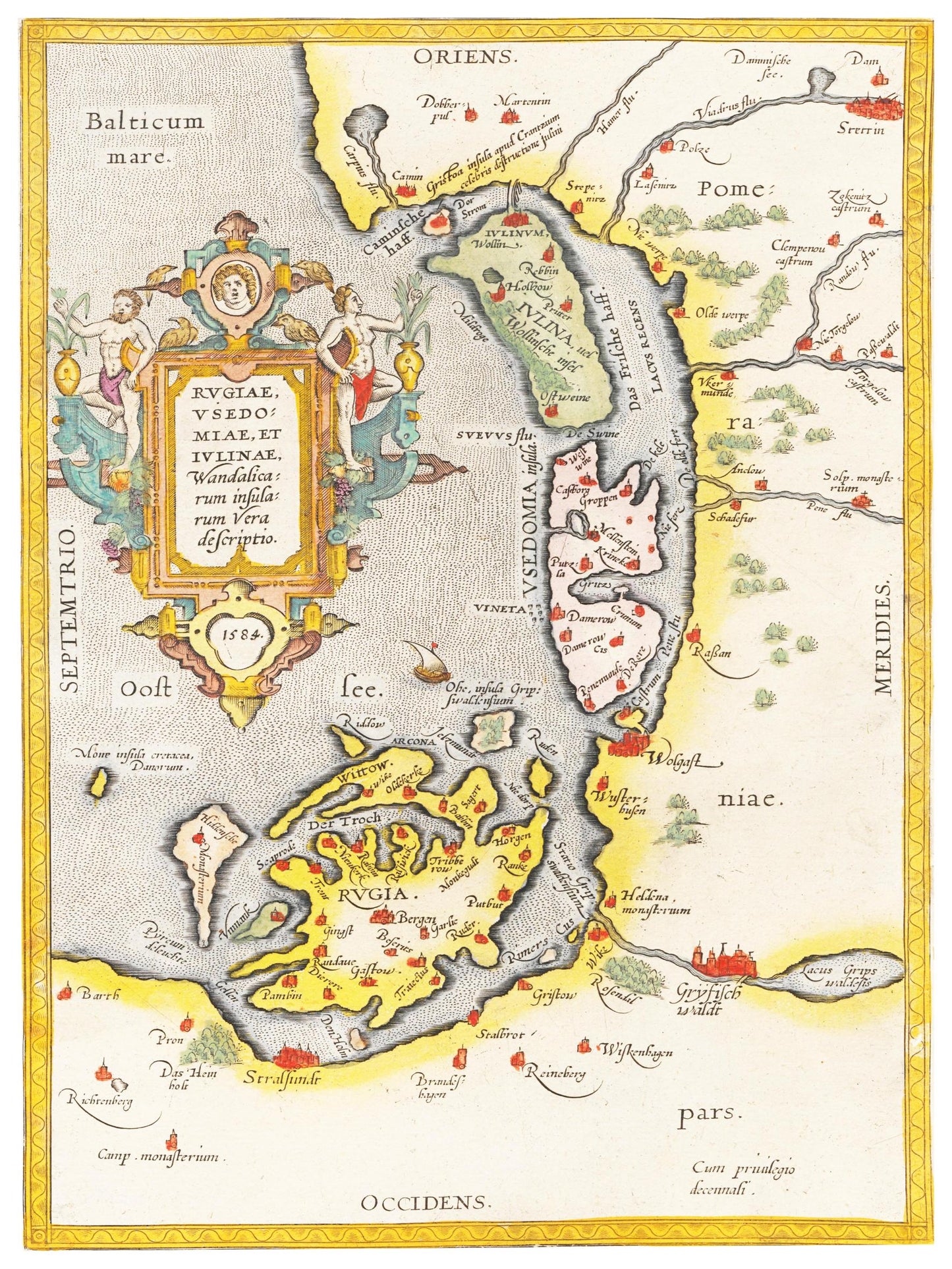 Historische Landkarte Rügen & Usedom um 1609