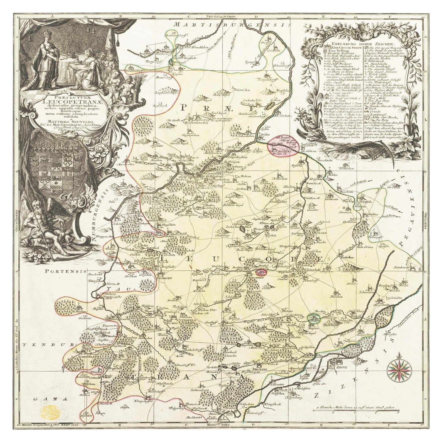 Historische Landkarte Teuchern um 1750