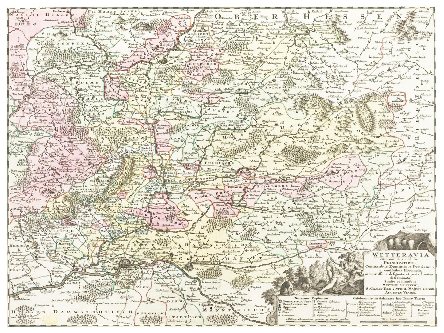 Historische Landkarte Wetterau um 1750