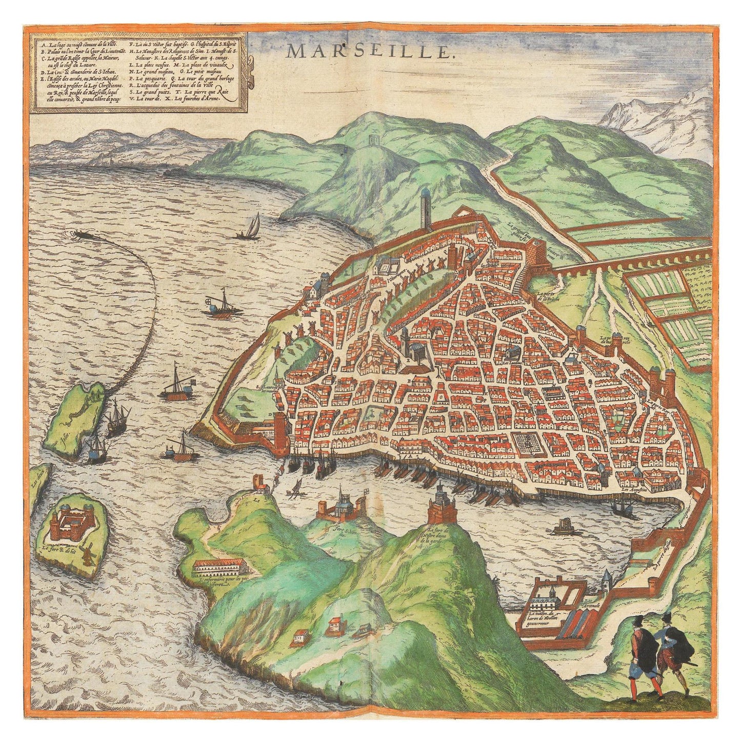 Historische Stadtansicht Marseille um 1609