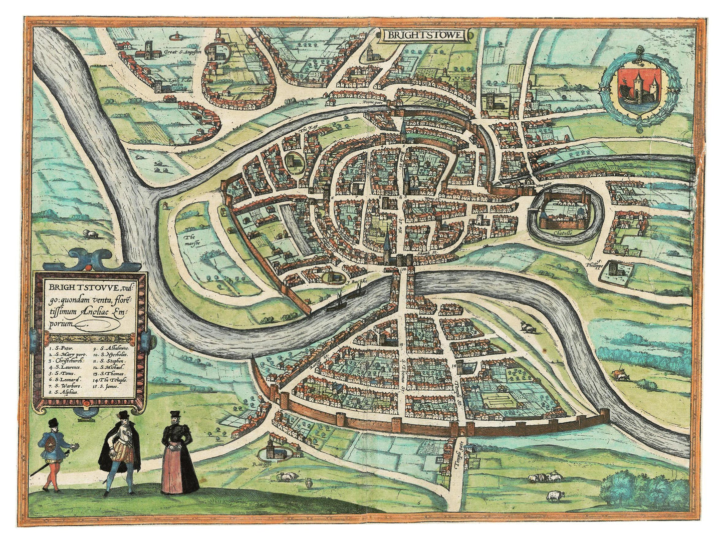 Historische Stadtansicht Bristol um 1609