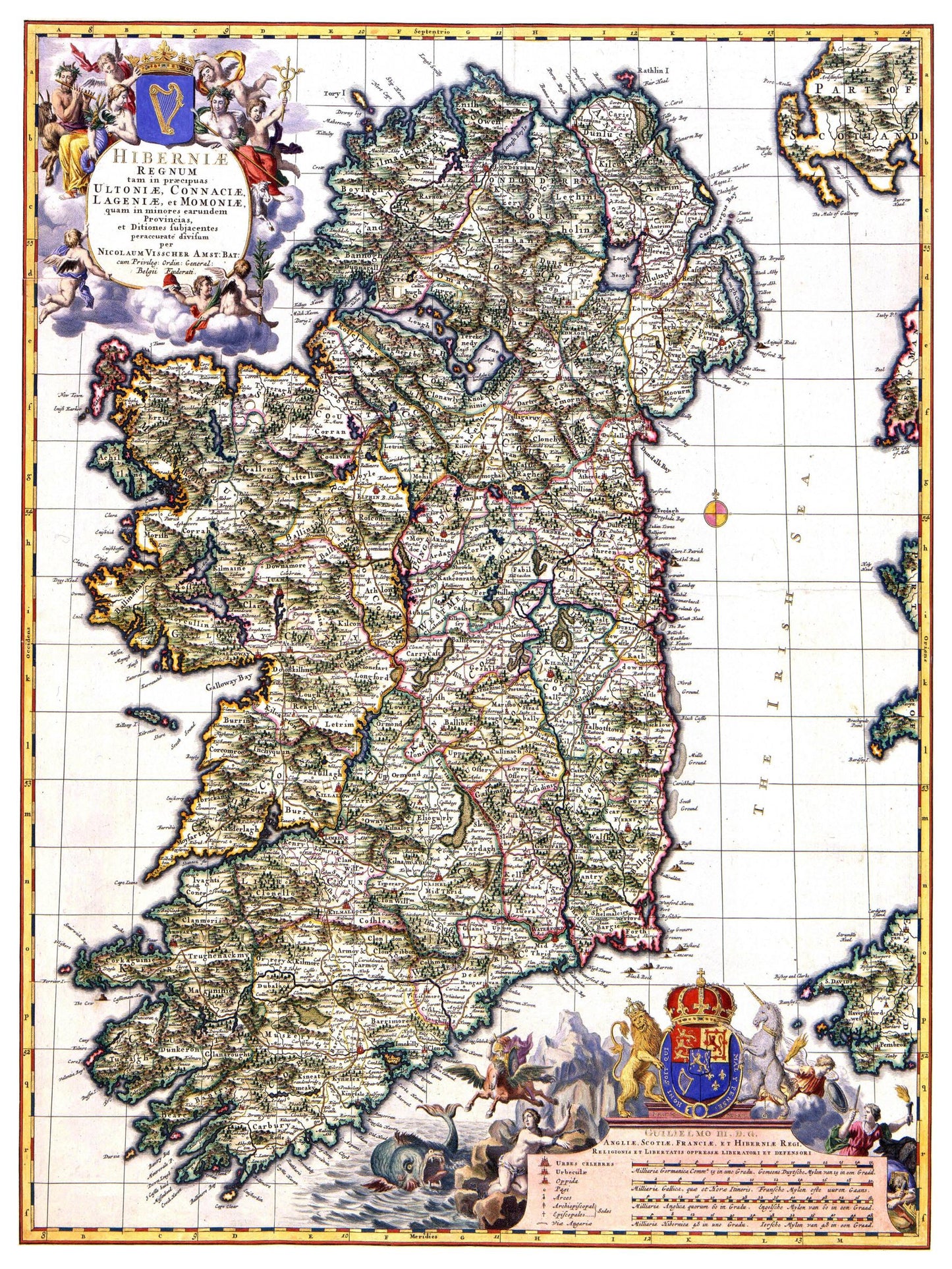 Historische Landkarte Irland um 1646