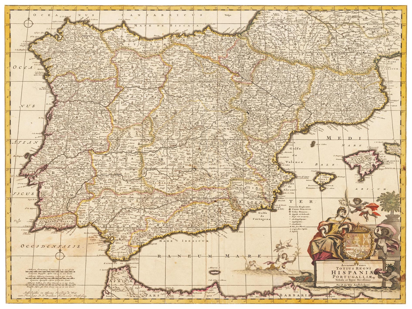 Historische Landkarte Spanien um 1698