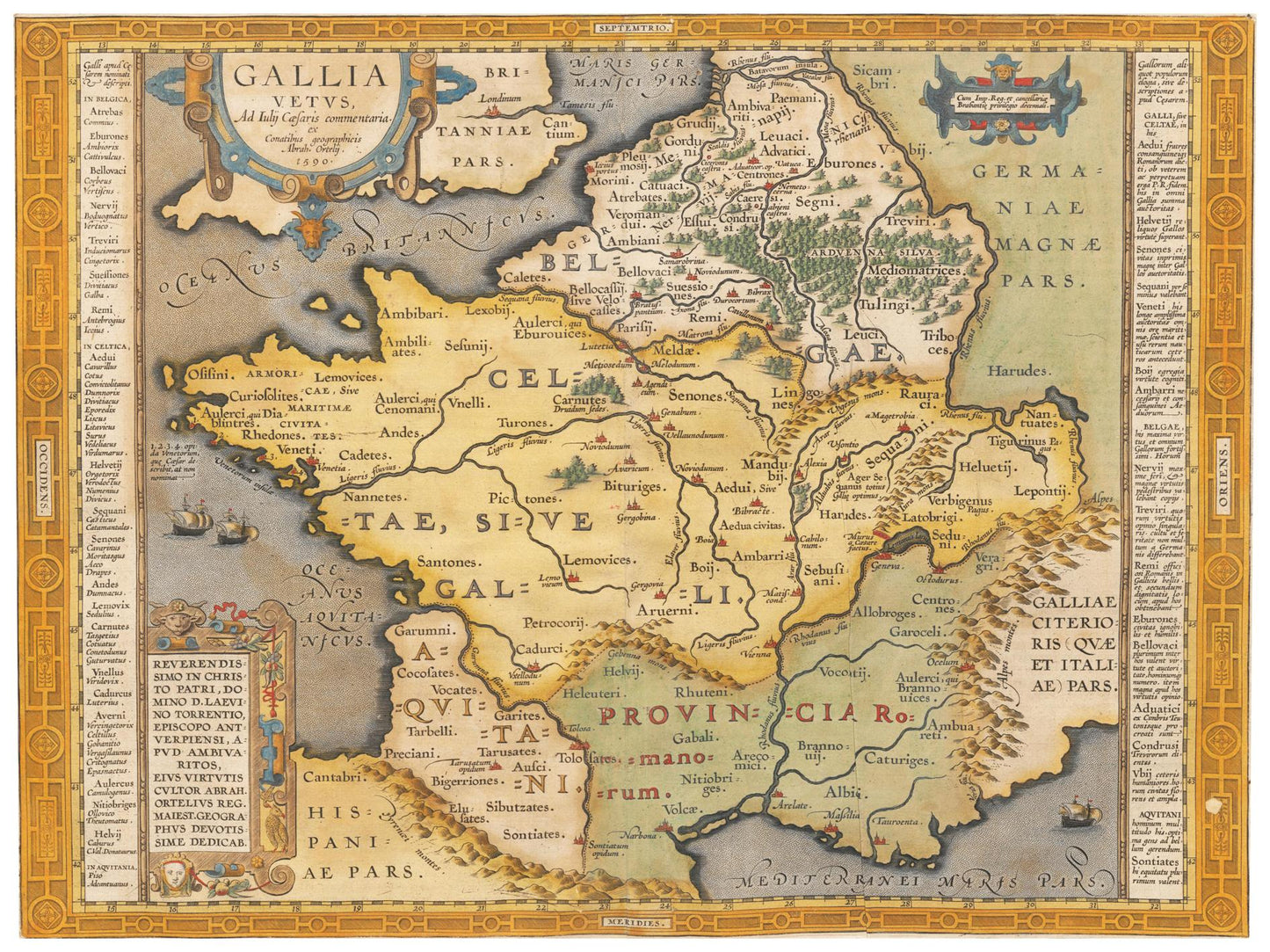 Historische Landkarte Historisches Gallien um 1609