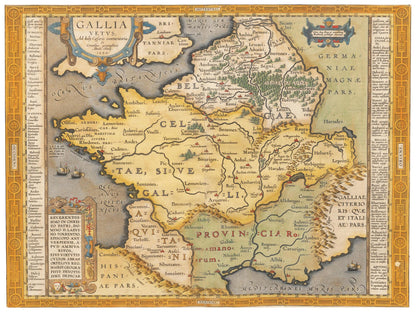 Historische Landkarte Historisches Gallien um 1609