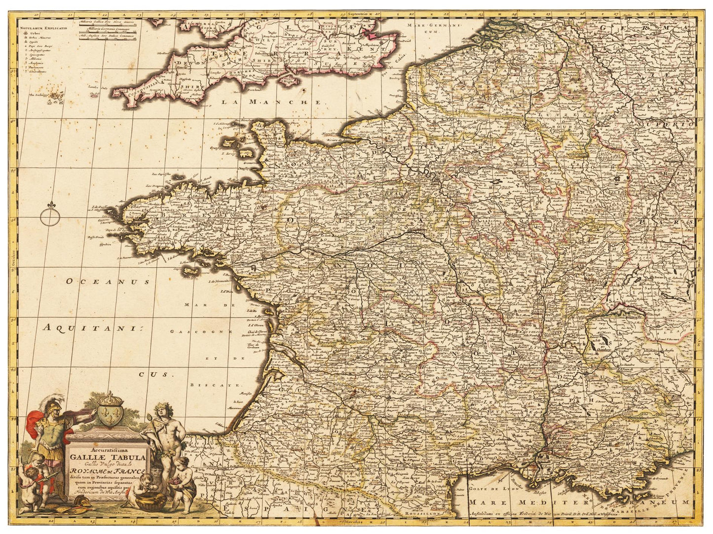 Historische Landkarte Frankreich um 1698