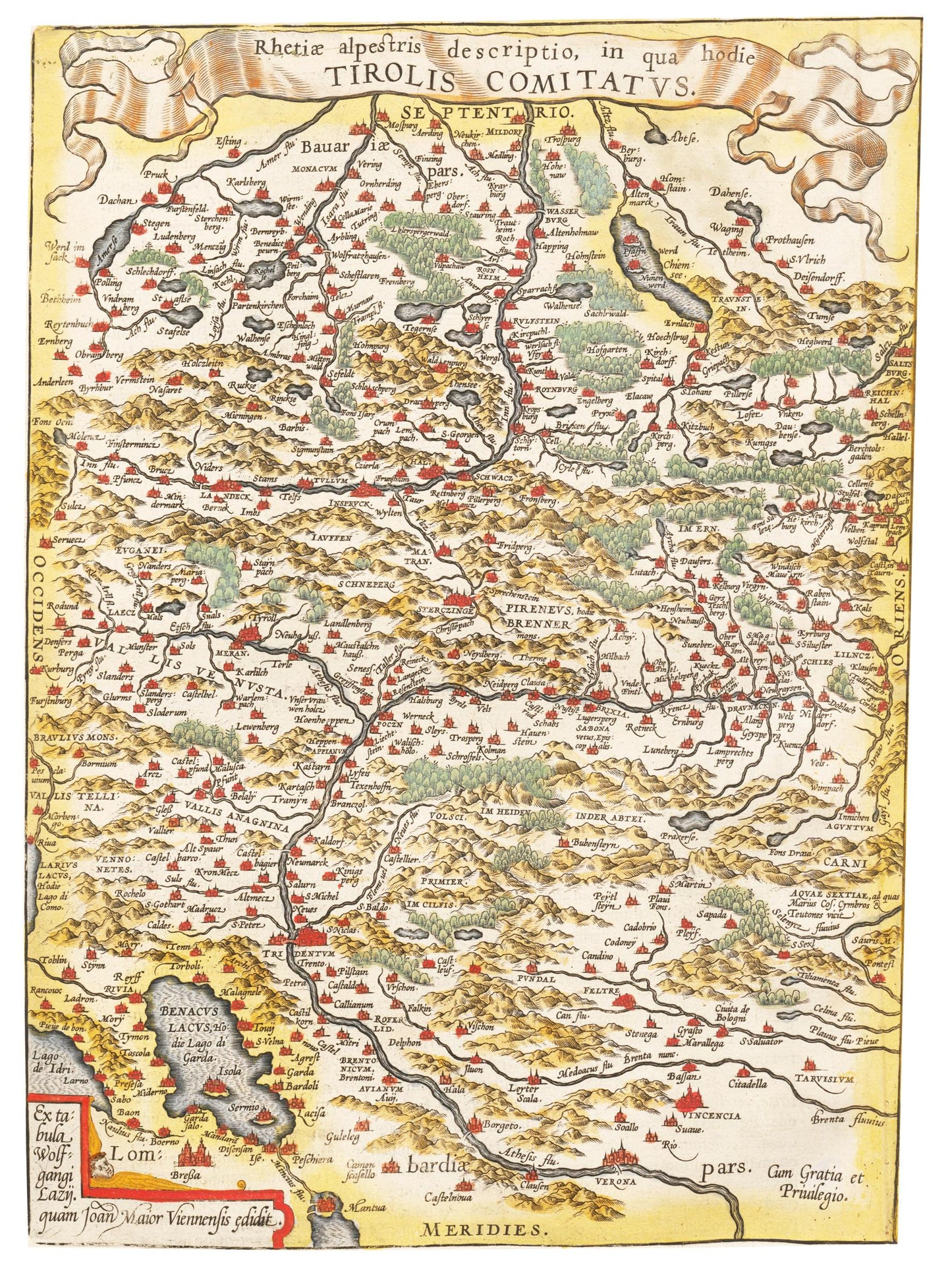 Historische Landkarte Tirol um 1609