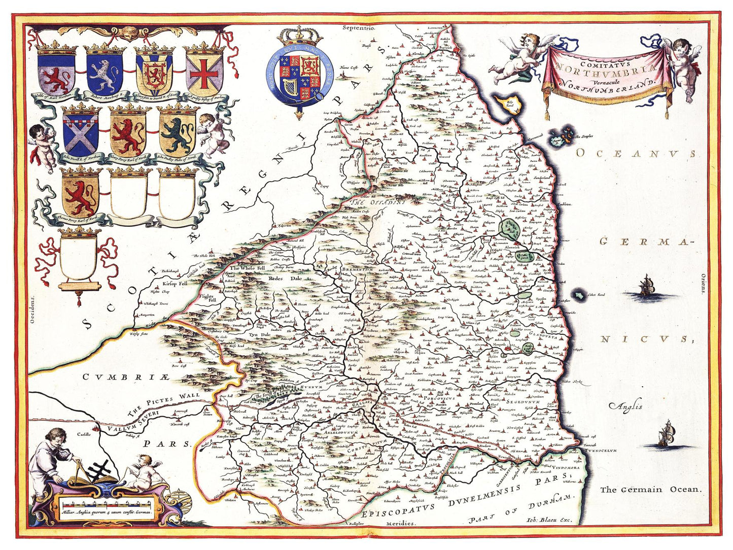 Historische Landkarte Northumberland um 1646