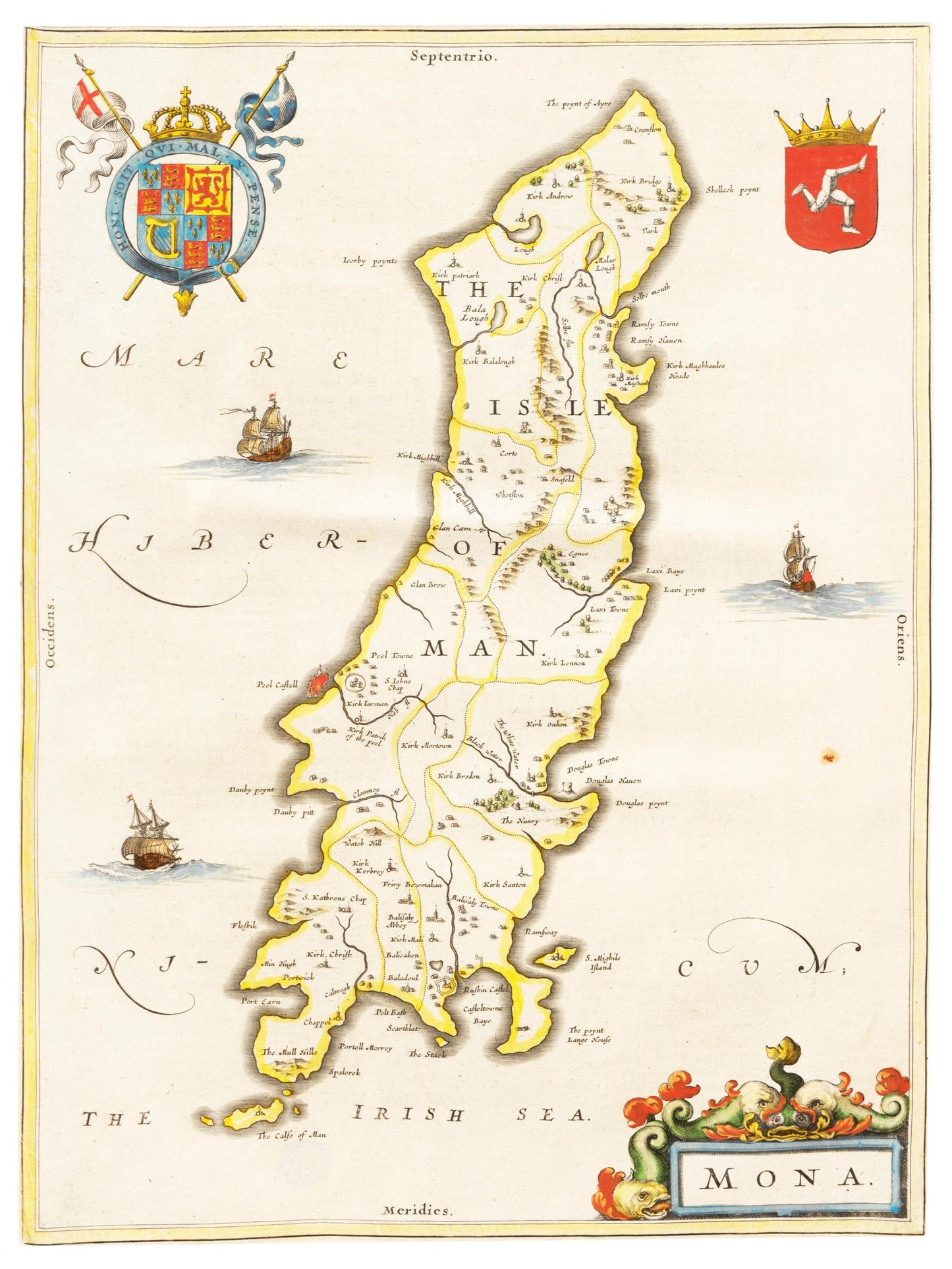 Historische Landkarte Isle of Man um 1635
