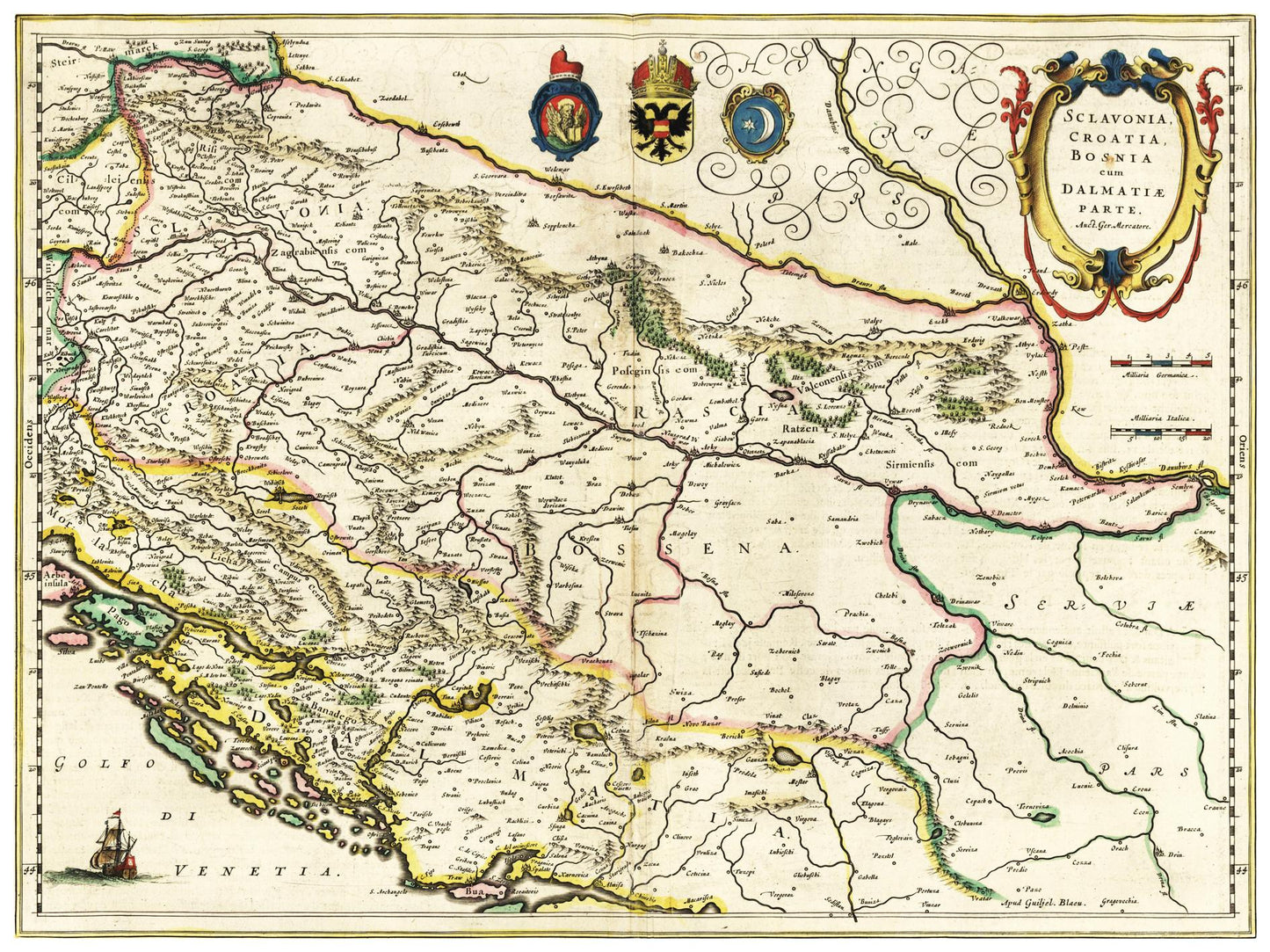 Historische Landkarte Bosnien um 1647
