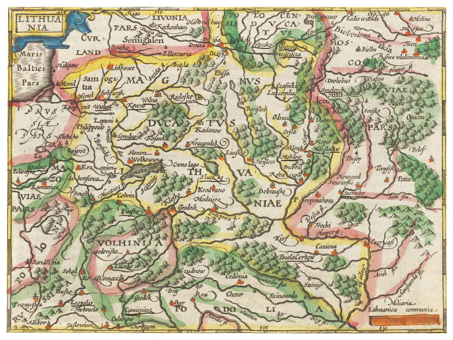 Historische Landkarte Litauen um 1609