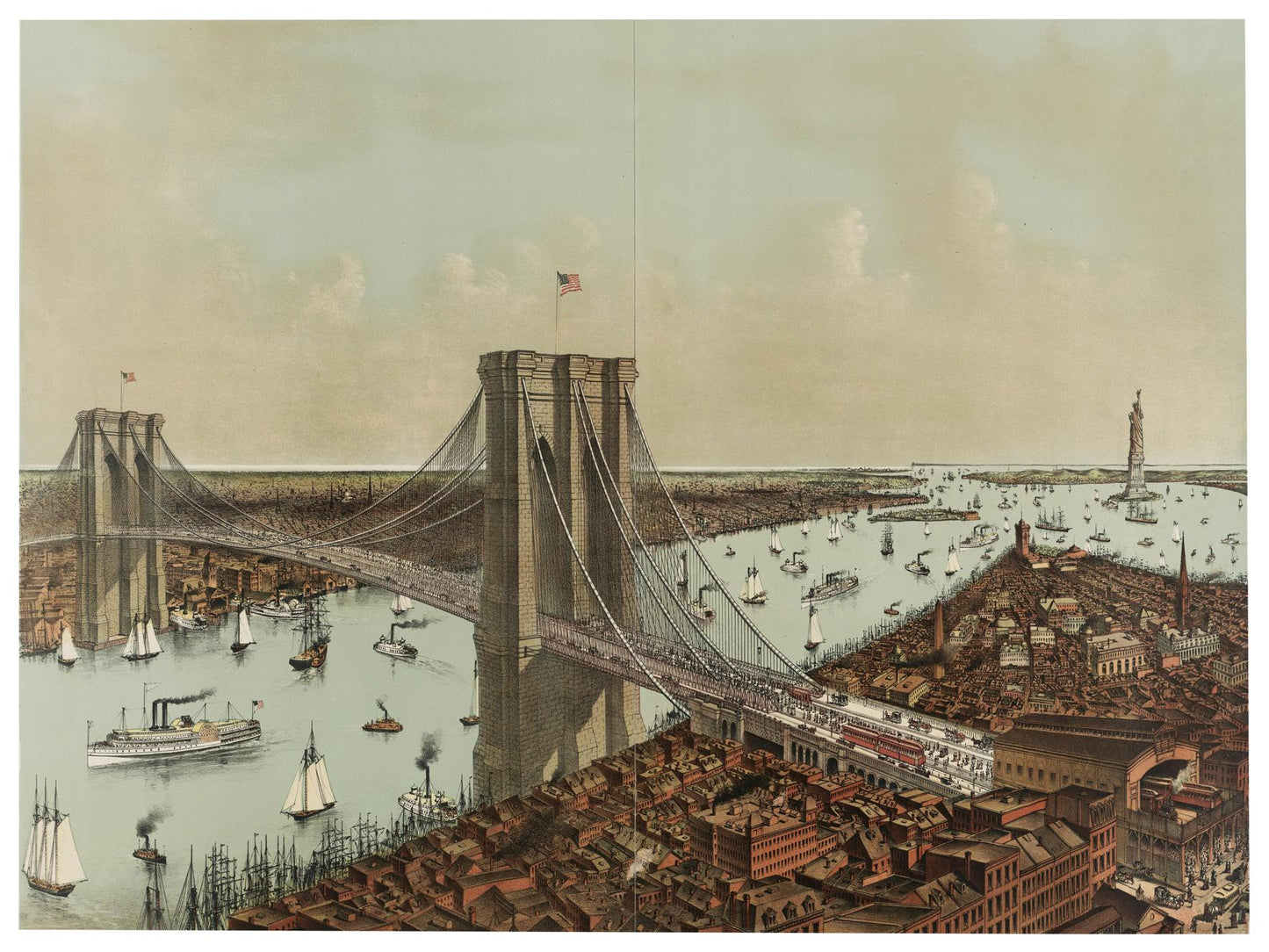 Historische Stadtansicht New York City um 1892