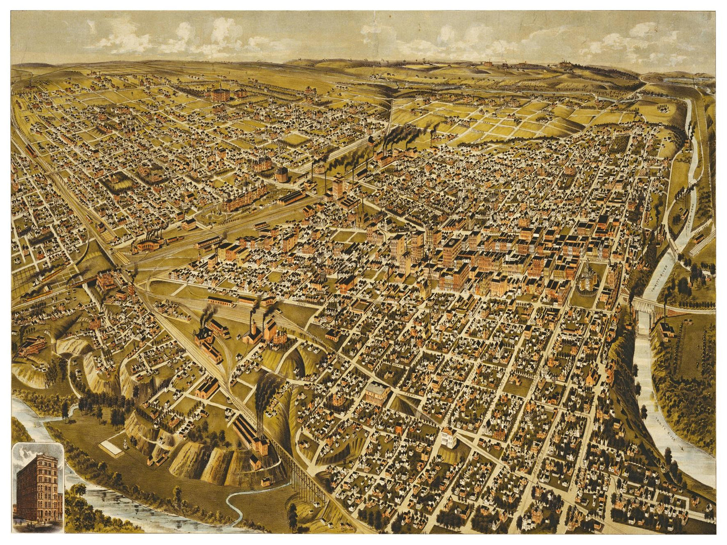 Historische Stadtansicht Fort Worth um 1891