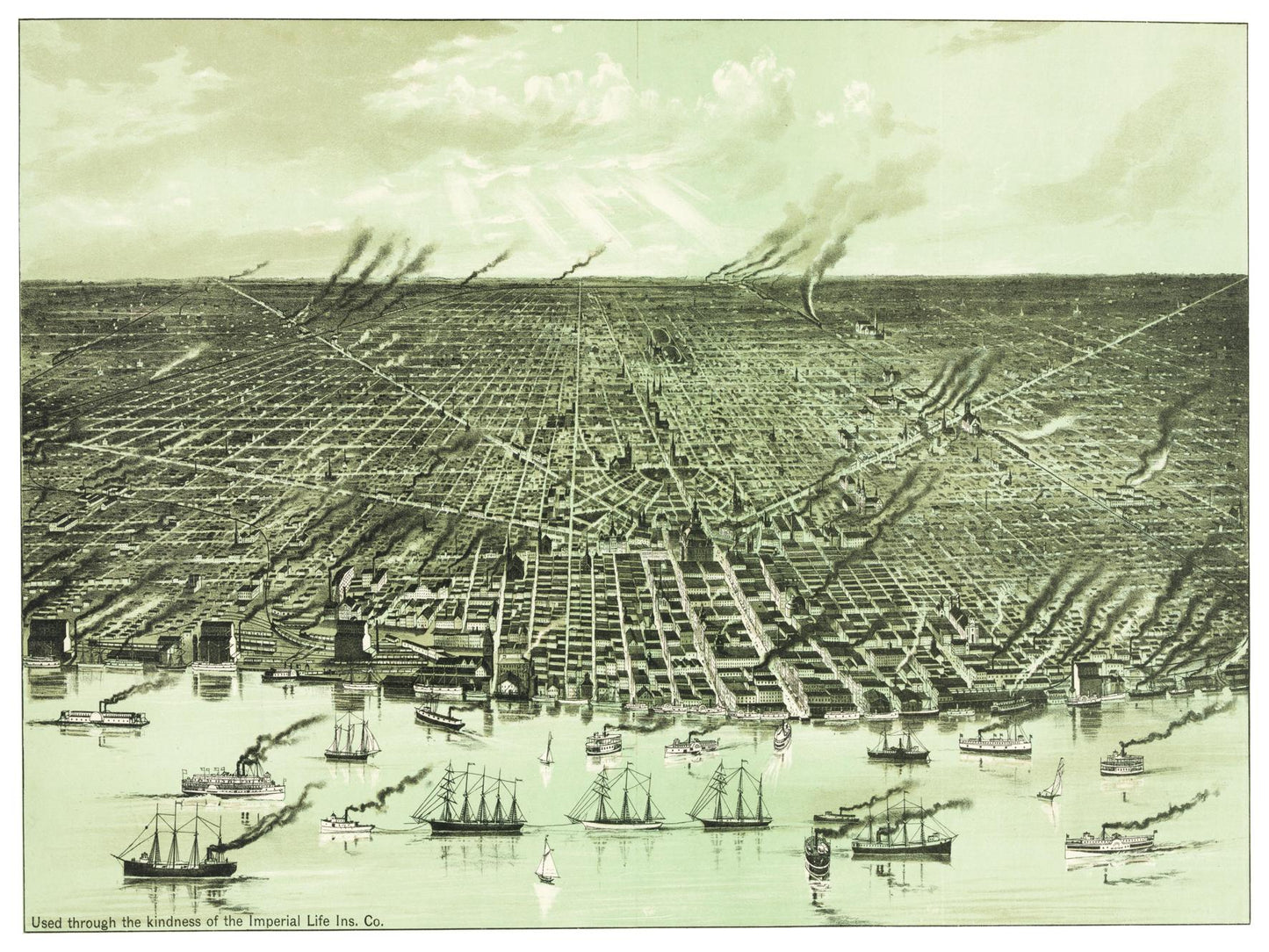 Historische Stadtansicht Detroit um 1890