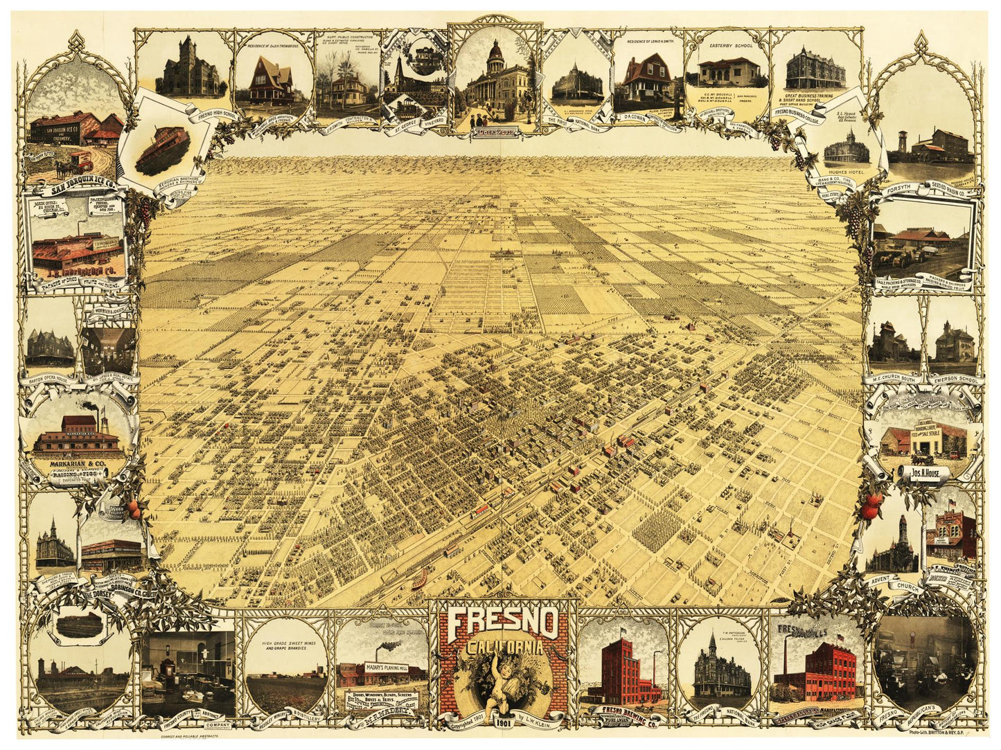 Historische Stadtansicht Fresno um 1901