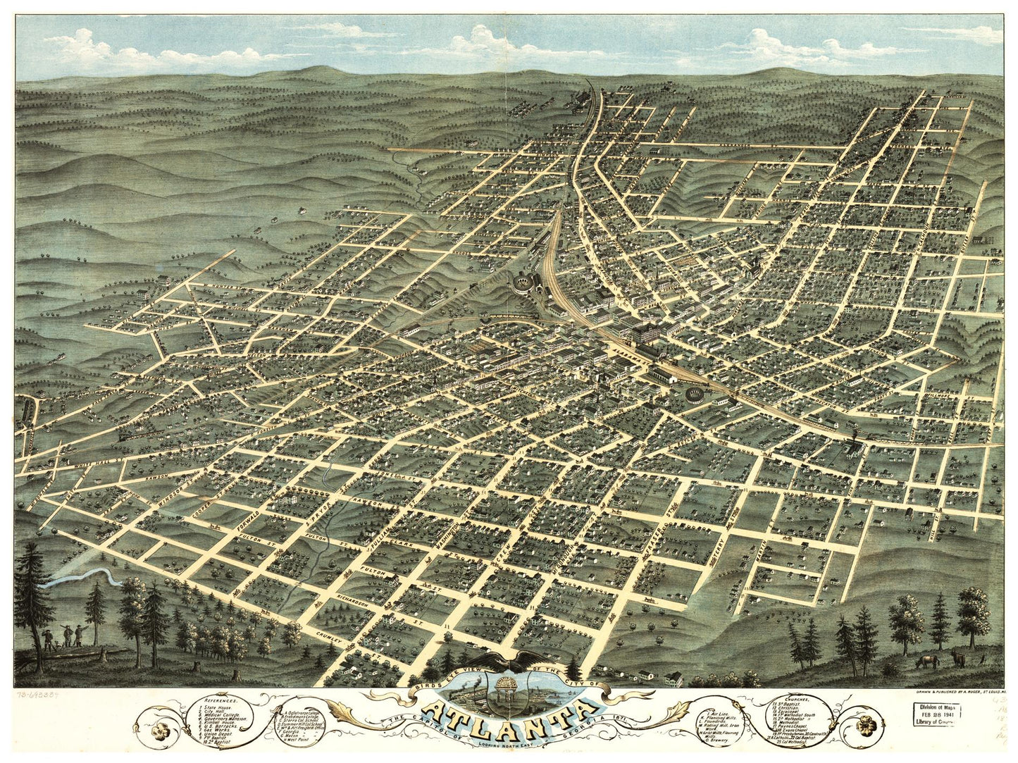 Historische Stadtansicht Atlanta um 1871