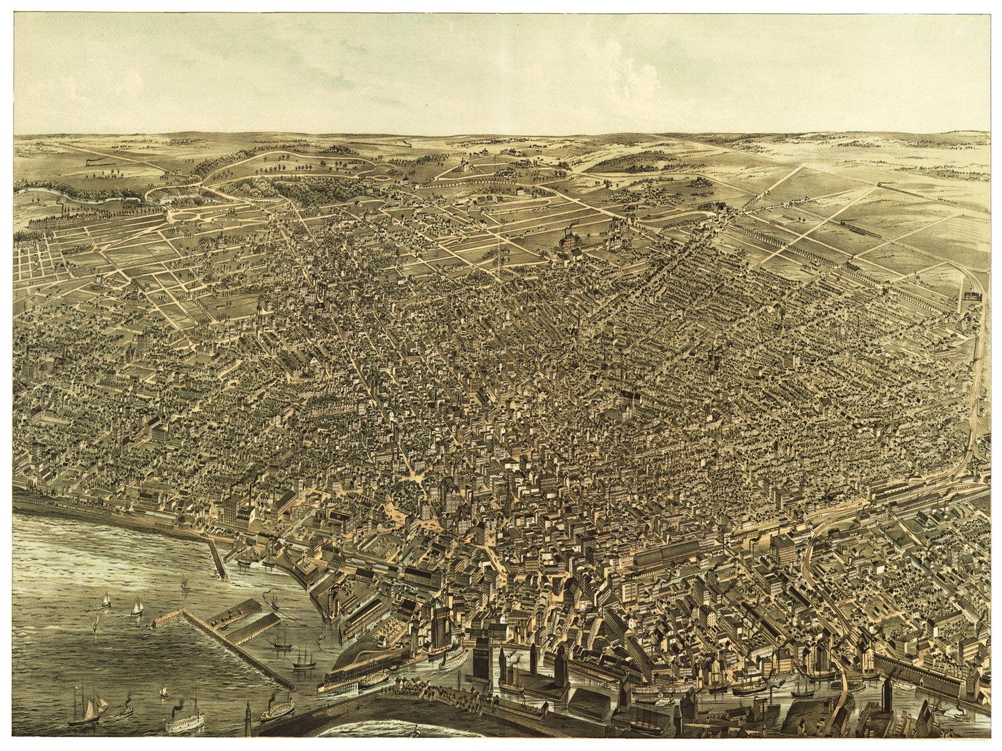 Historische Stadtansicht Buffalo um 1880