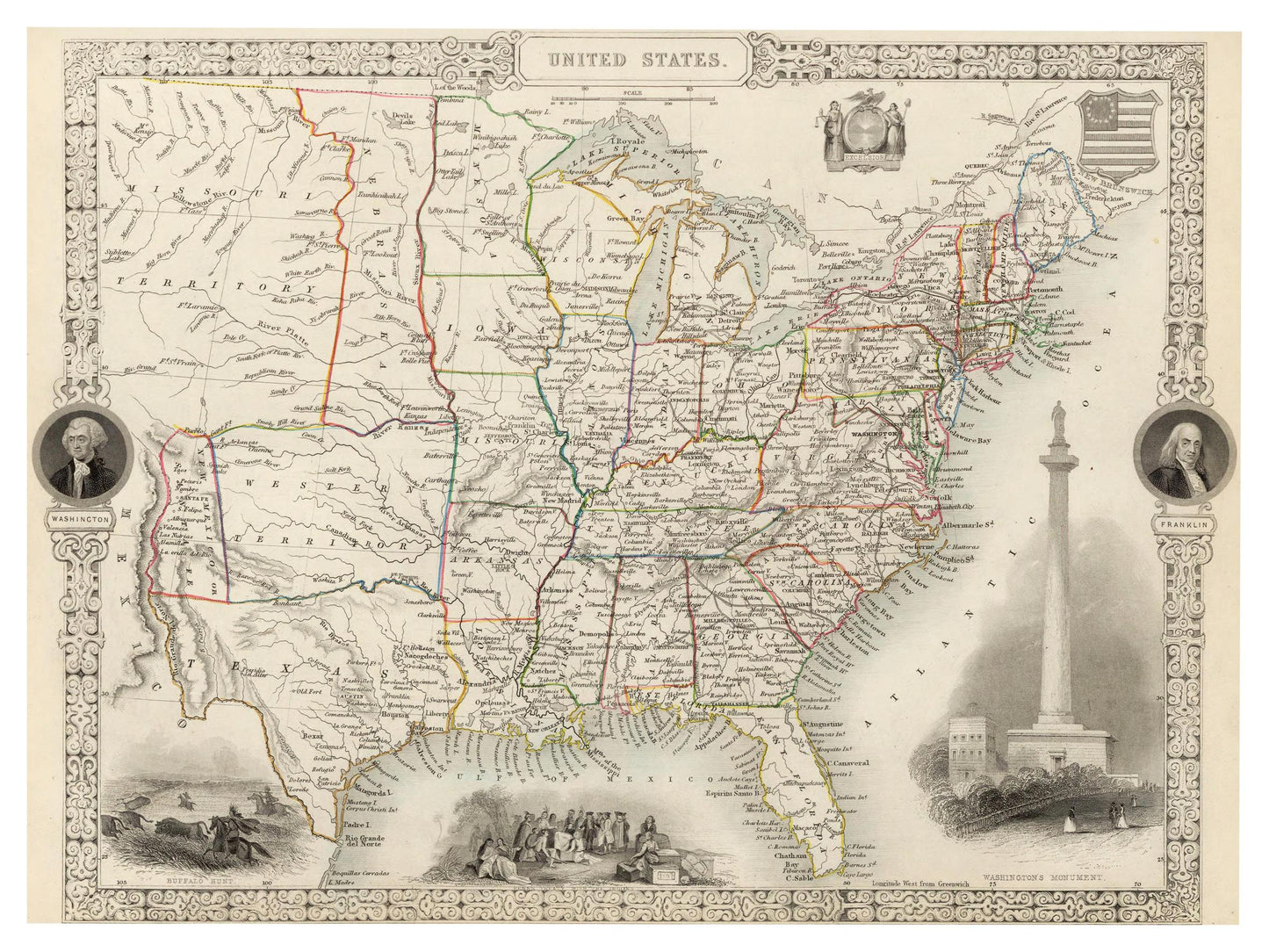 Historische Landkarte USA um 1850