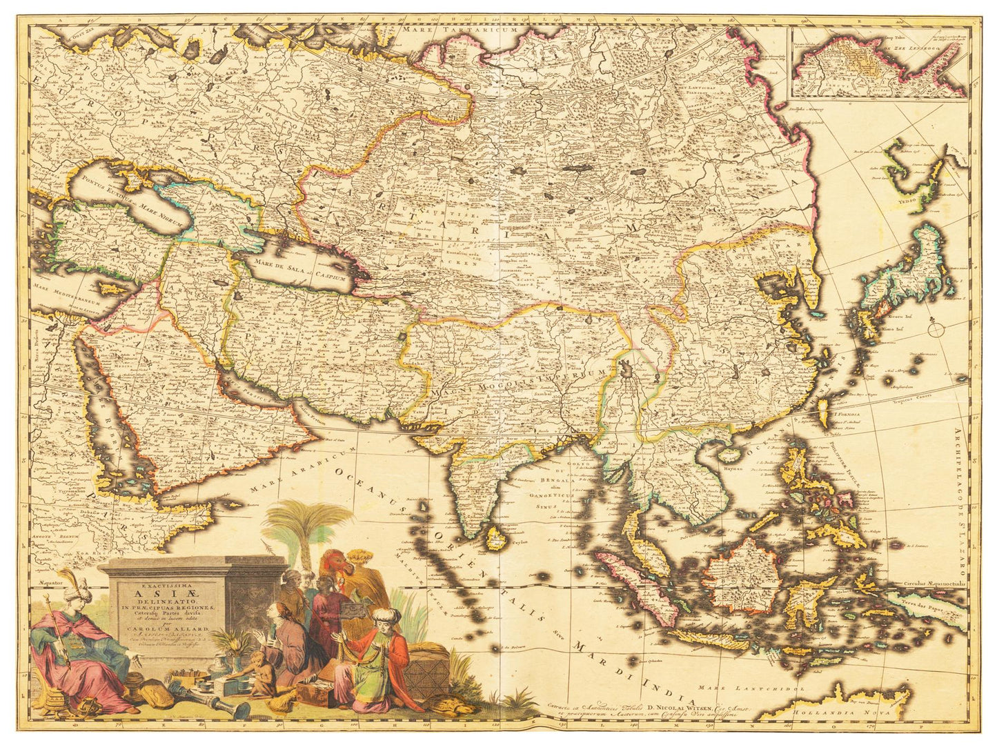 Historische Landkarte Asien um 1694