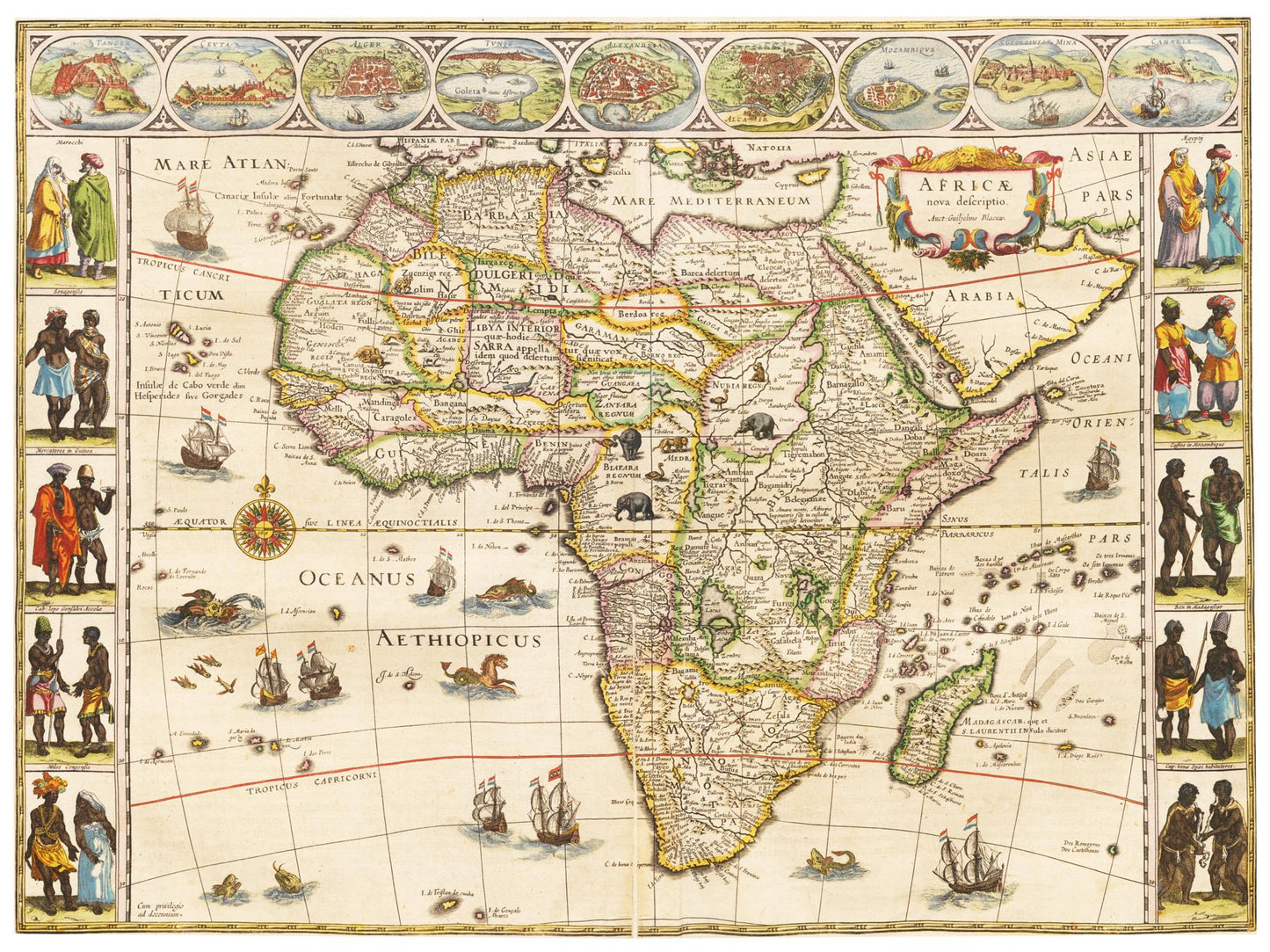 Historische Landkarte Afrika um 1635