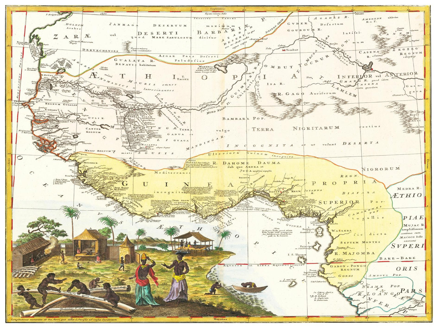 Historische Landkarte Westafrika um 1743