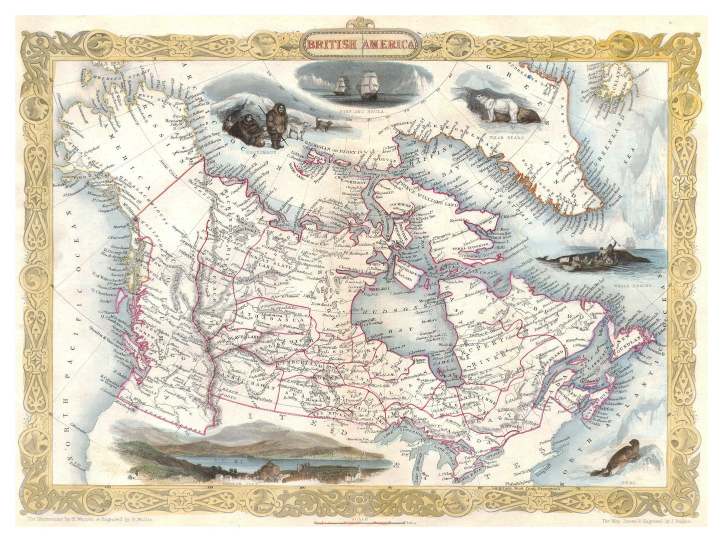 Historische Landkarte Kanada um 1850