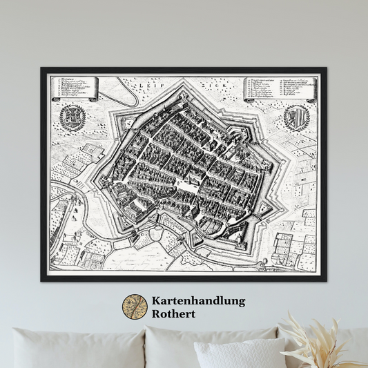 Historischer Stadtplan Leipzig um 1650