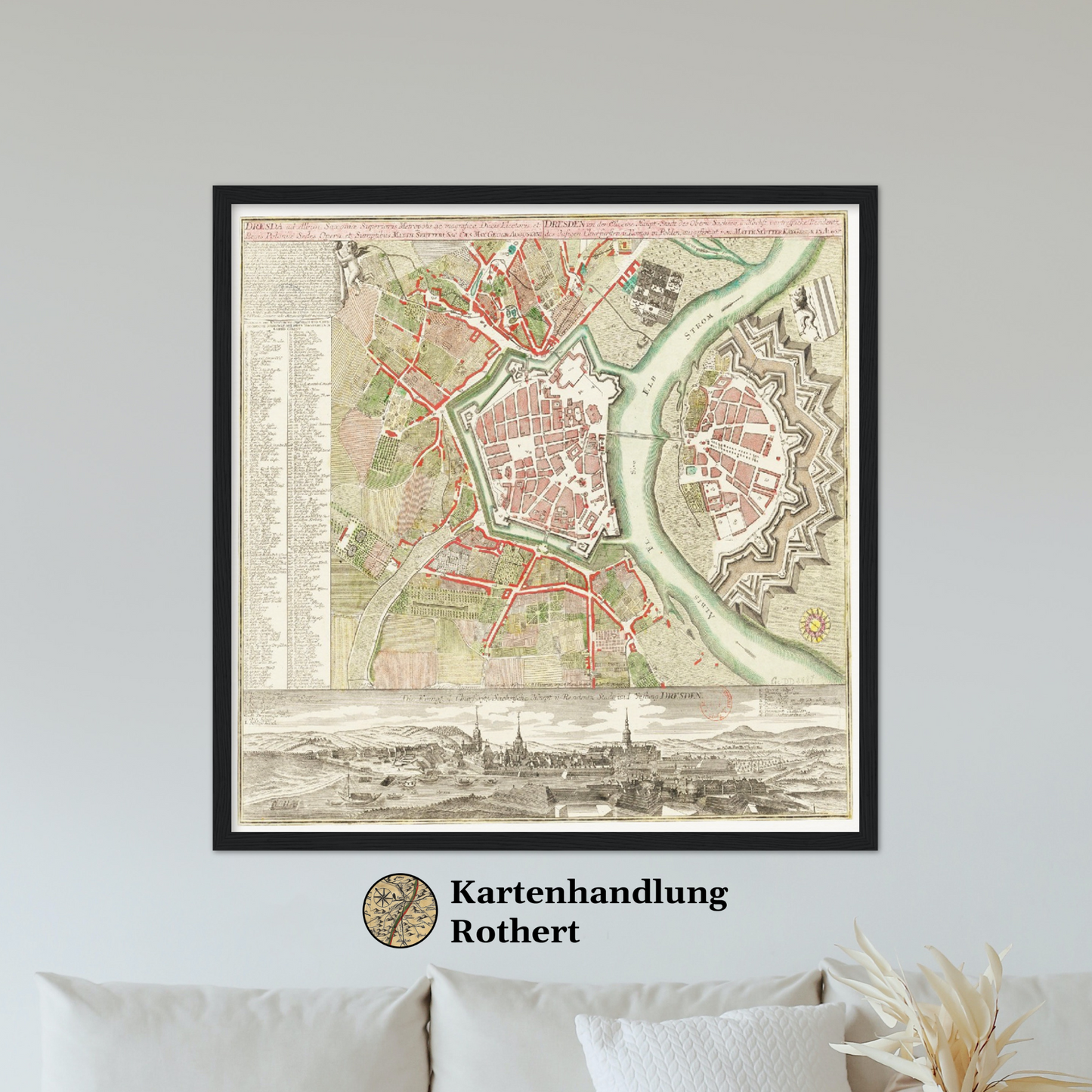 Historischer Stadtplan Dresden um 1750
