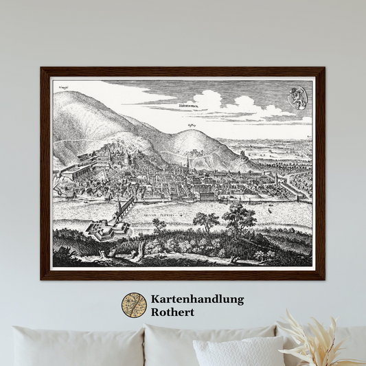 Historische Stadtansicht Heidelberg um 1645